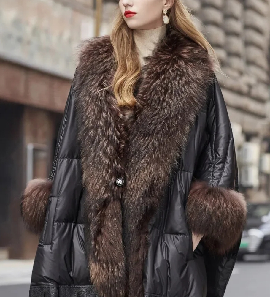 Goose Down Down Coat Trend Fashion American Women Winter Jacket Real Rac… - Picture 6 of 7